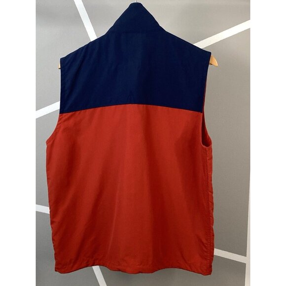 LL Bean Mountain Classic Vest Mens M Reg Orange Blue Nylon Shell Packable Zip - Picture 2 of 14